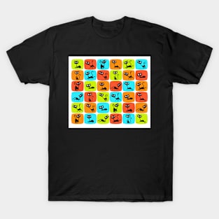 Retro Sassy Tiki Cats (single retro stadium shapes version) T-Shirt